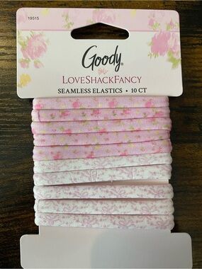 💗 LoveShackFancy x Goody - 10 ct Seamless Hair Elastics - Floral & Bow Print 💗